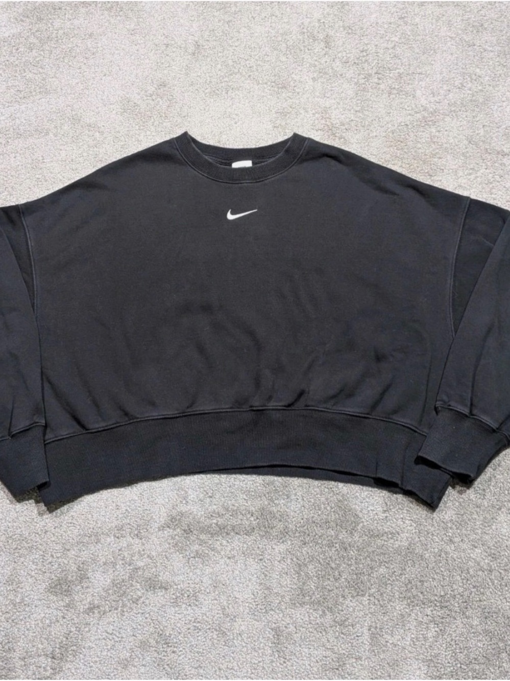 Nike Oversized Cropped Sweatshirt - Black with White Swoosh